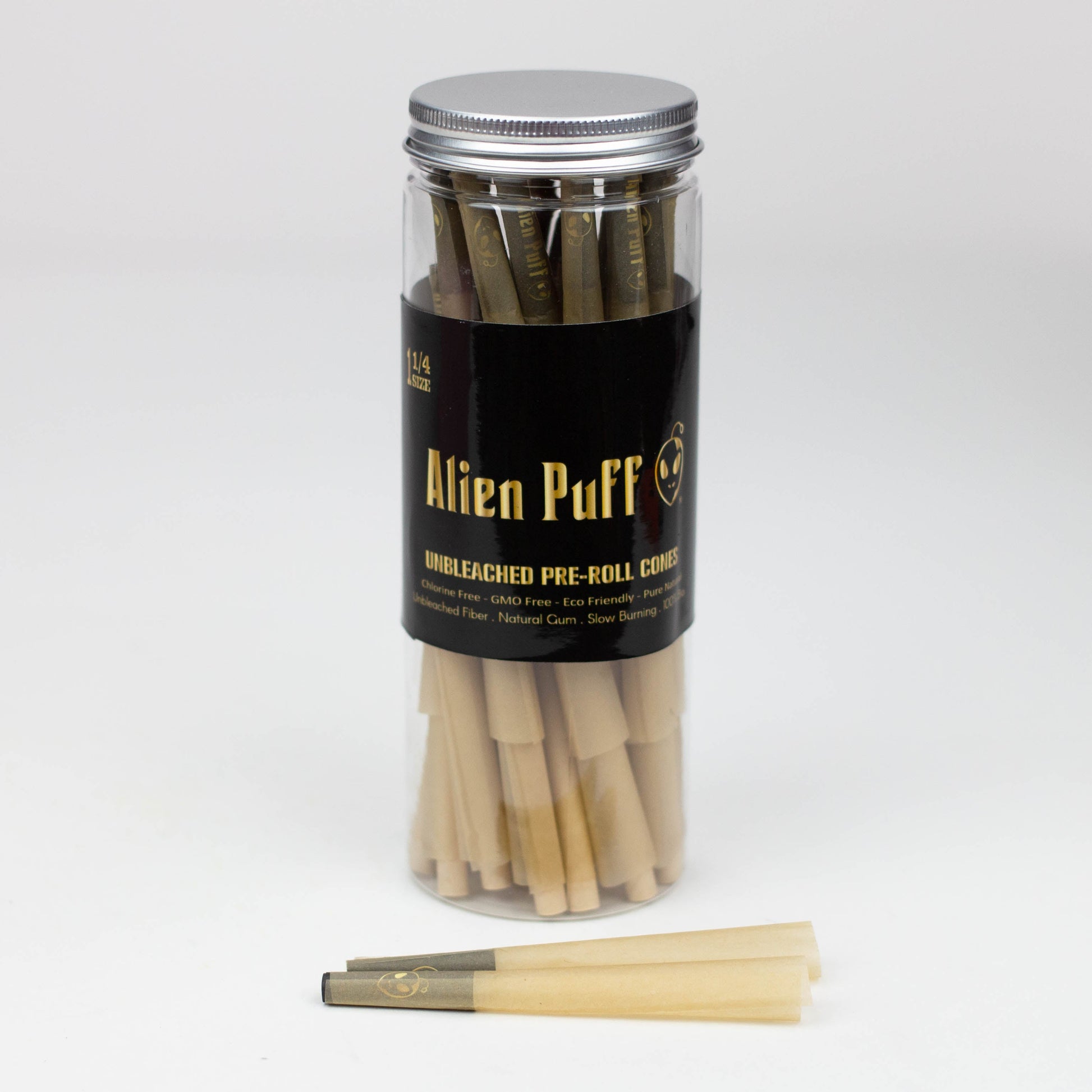 Alien Puff 1 1/4 size cone 100% natural organic unbleached brown paper pre-rolled cones [HP2507-AP]_0