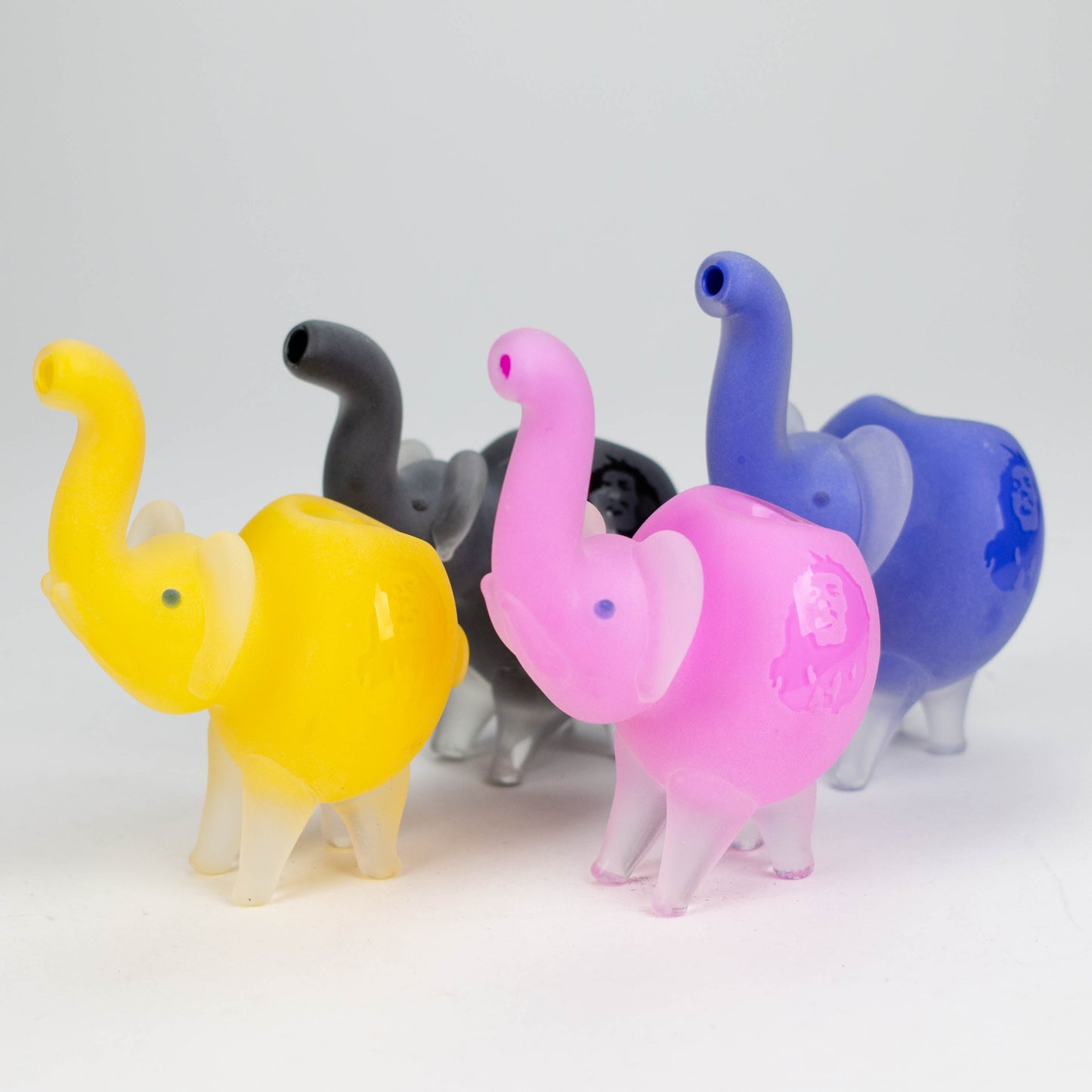 4.25" Elephant Frosted Glass Pipe - Assorted Colors [PIP187]_4