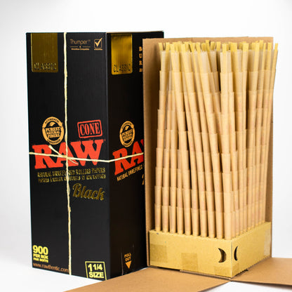 RAW | Classic Black 1 1/4 Prerolled Cones Bulk - 900_1