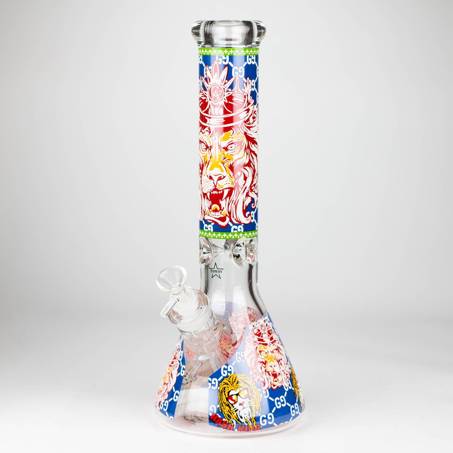 14" Hash King Lion Glow 9mm glass bong [PIP867]_10