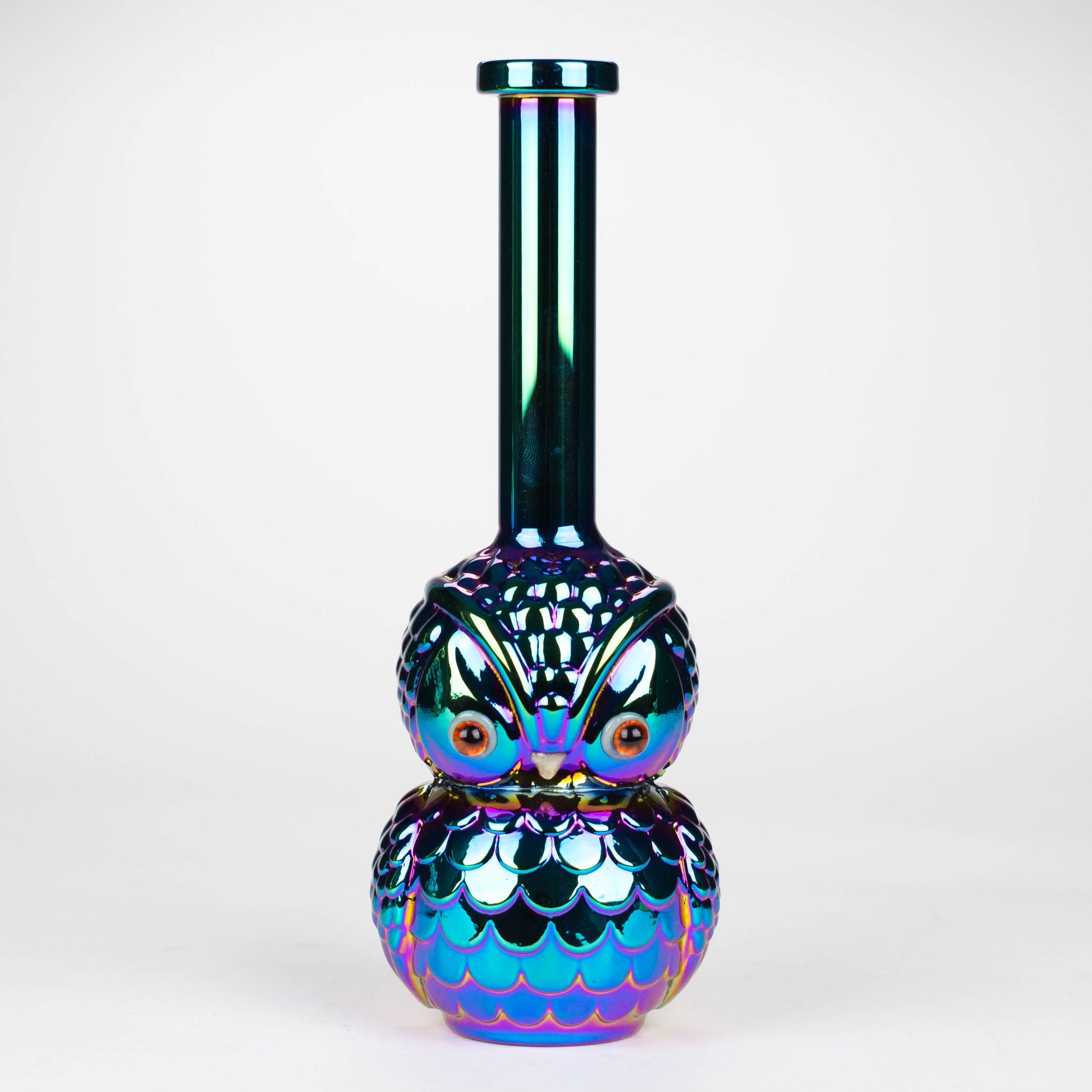 9" Owl Electroplate Glass Bong_4