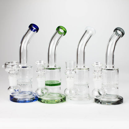 7" Bent neck glass bubbler with Honeycomb diffuser_0