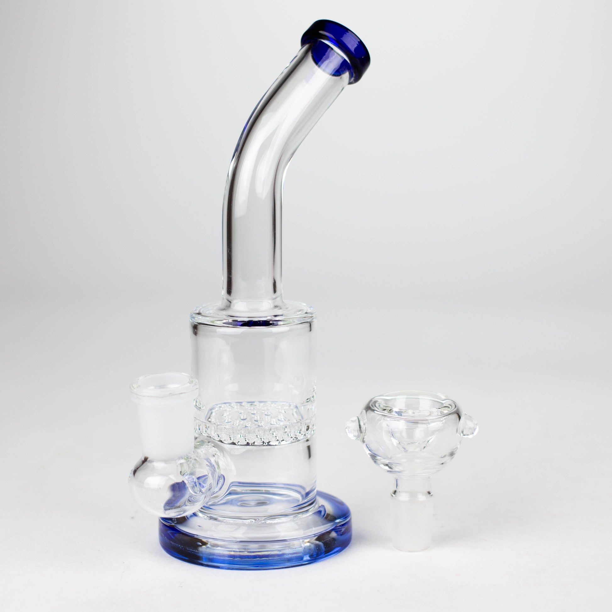 7" Bent neck glass bubbler with Honeycomb diffuser_2