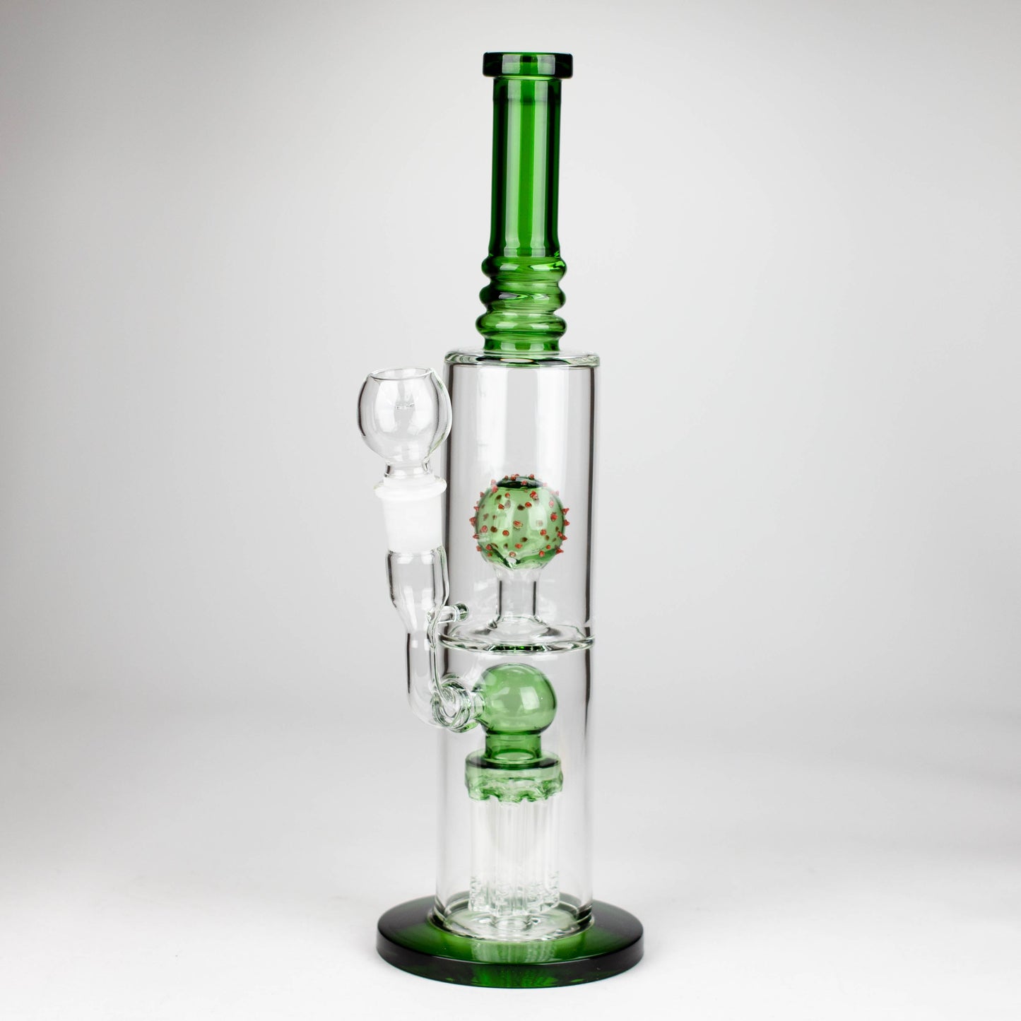 14" Color accented percolator glass bong with ball & Arm diffuser_3