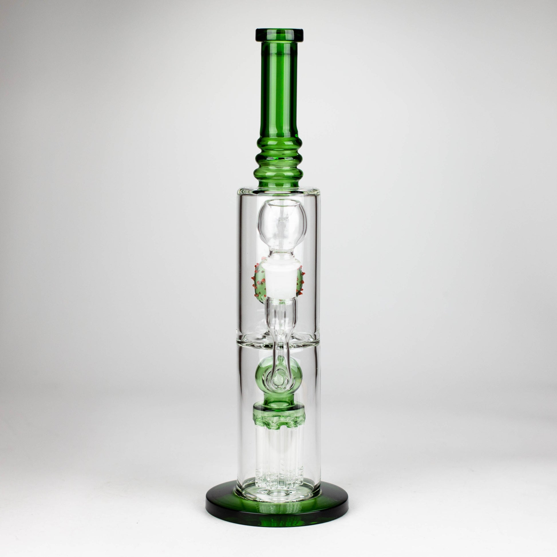 14" Color accented percolator glass bong with ball & Arm diffuser_7