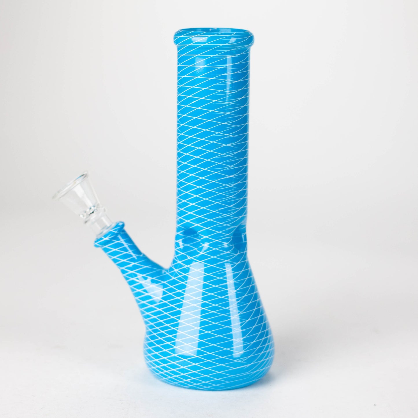 8" web designed assorted color beaker glass bong_1