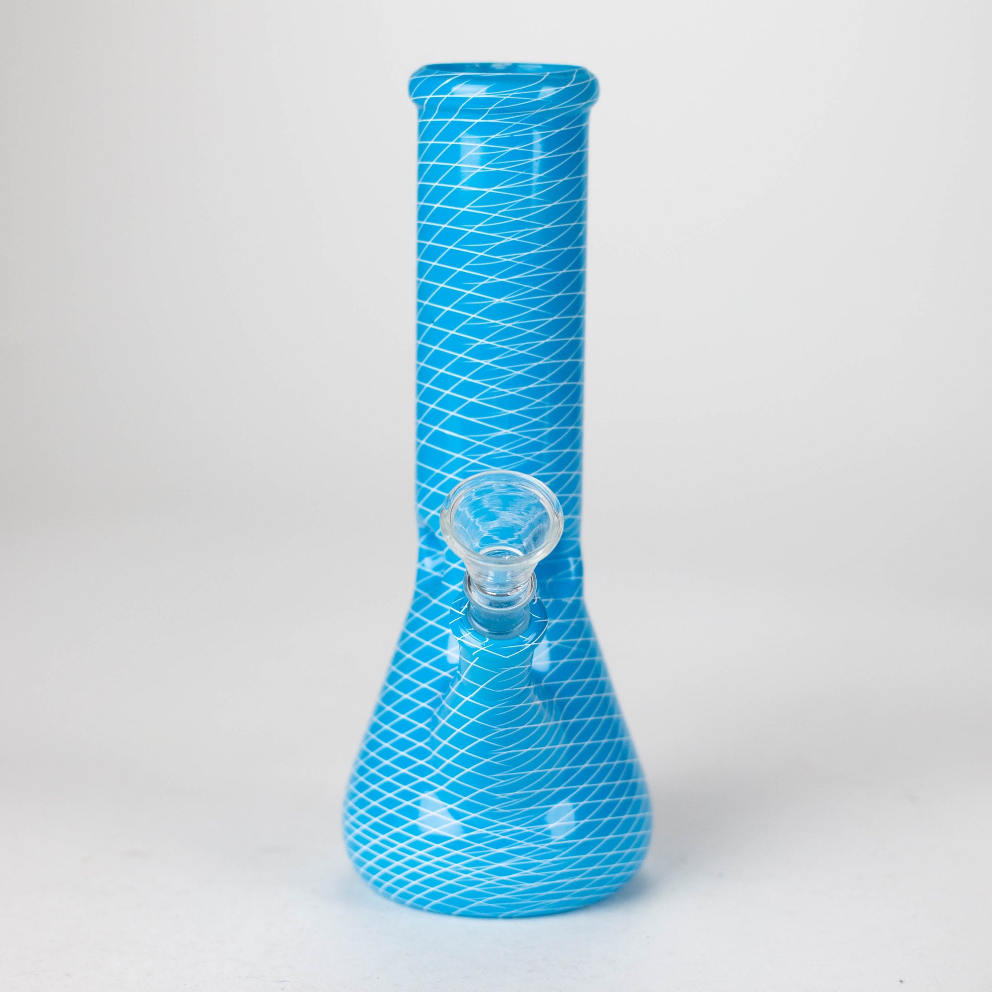 8" web designed assorted color beaker glass bong_2