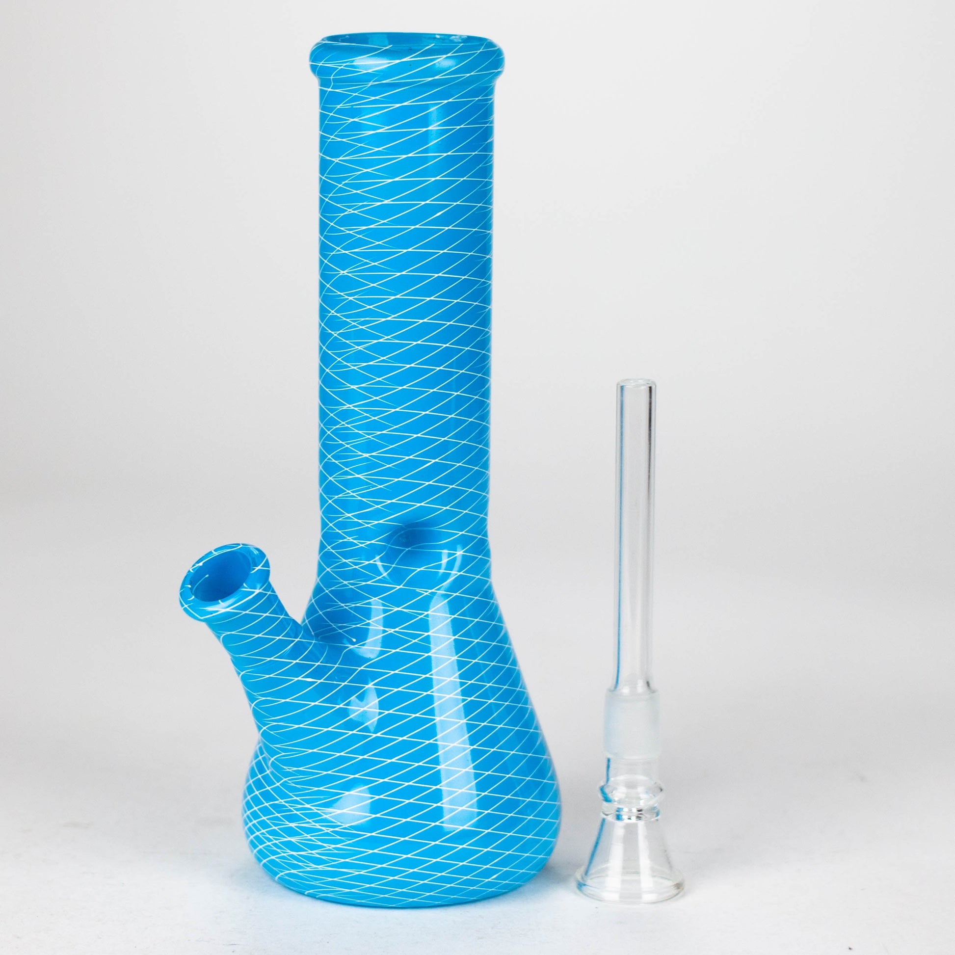 8" web designed assorted color beaker glass bong_6