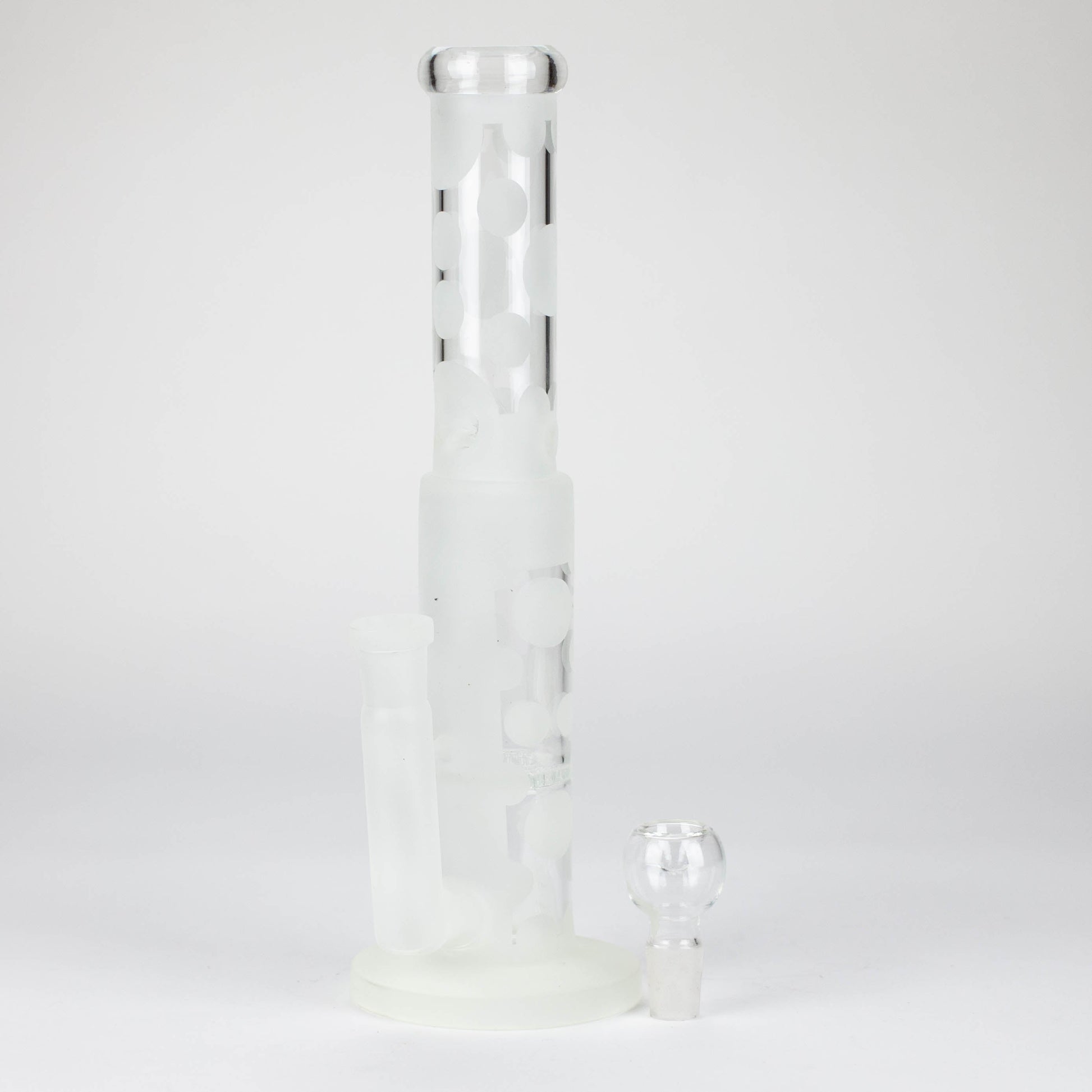 14" Glow in the dark straight tube glass bong with honey comb diffuser_8