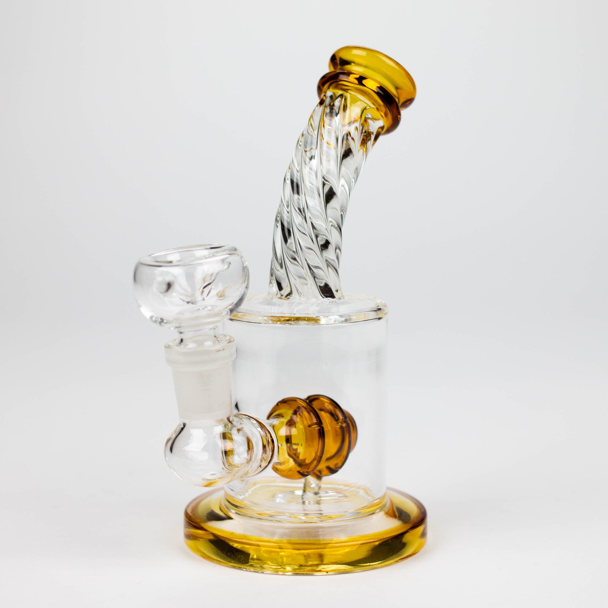 6" Twist glass bent neck glass bong with diffuser_7