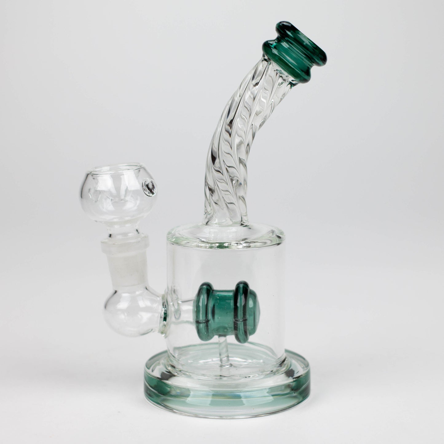 6" Twist glass bent neck glass bong with diffuser_11