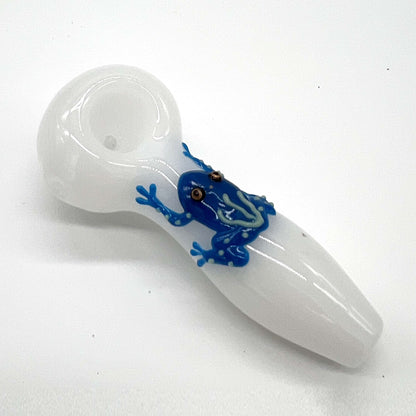 Frog Glow In The Dark Glass Smoking Spoon Hand Pipe_4