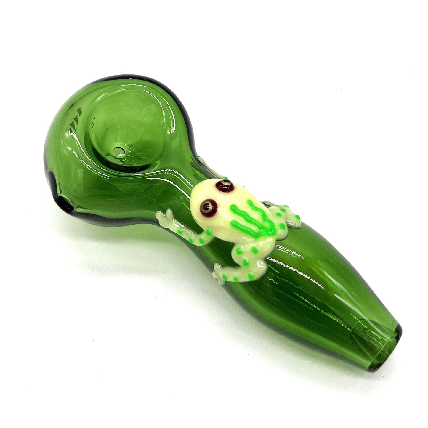 Frog Glow In The Dark Glass Smoking Spoon Hand Pipe_3