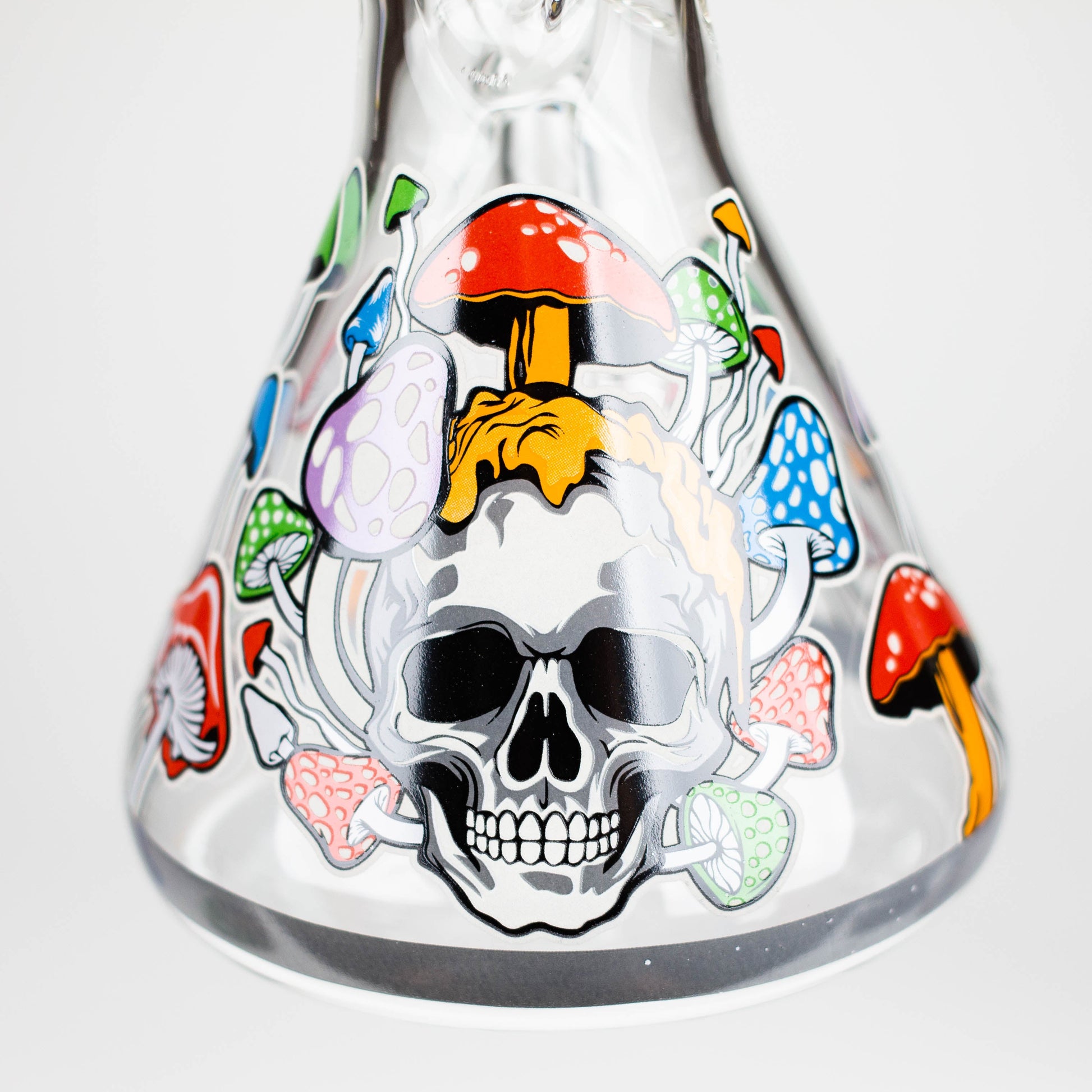 10" Glow in the dark Glass Bong With  Mushroom Skull  Design_6