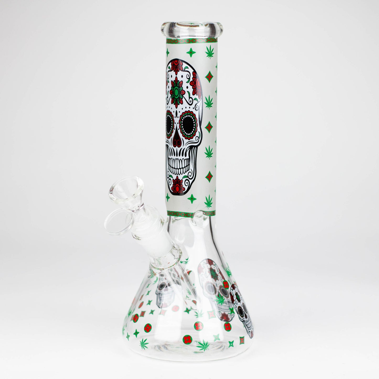 10" Glass Bong With Sugar Skull  Design_0