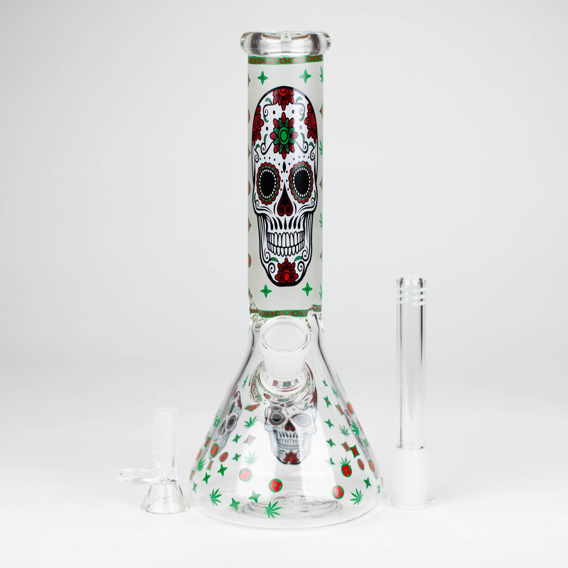 10" Glass Bong With Sugar Skull  Design_6