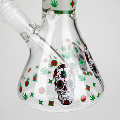 10" Glass Bong With Sugar Skull  Design_7