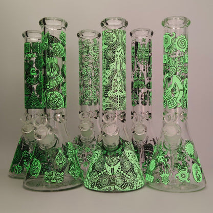 Glow in the dark 14" 7mm Egyptian Design Bong_6