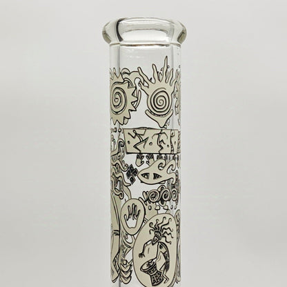 Glow in the dark 14" 7mm Egyptian Design Bong_11