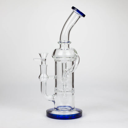 11″ Straight Tube Glass Recycler Bong With Color Base [C1556]_7