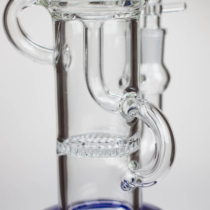 11″ Straight Tube Glass Recycler Bong With Color Base [C1556]_11