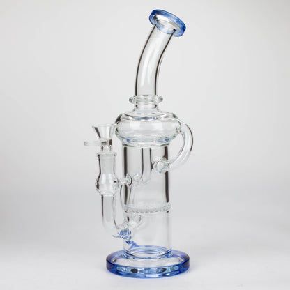 11″ Straight Tube Glass Recycler Bong With Color Base [C1556]_5