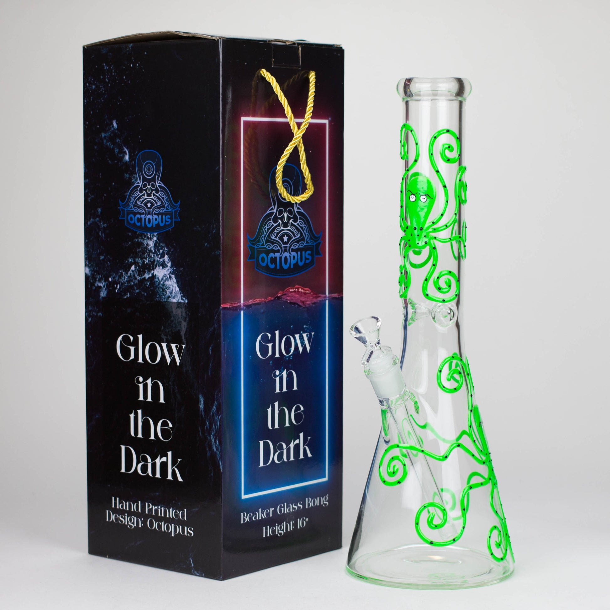 15.5" Glow in the dark beaker glass water bong [AK082]_3