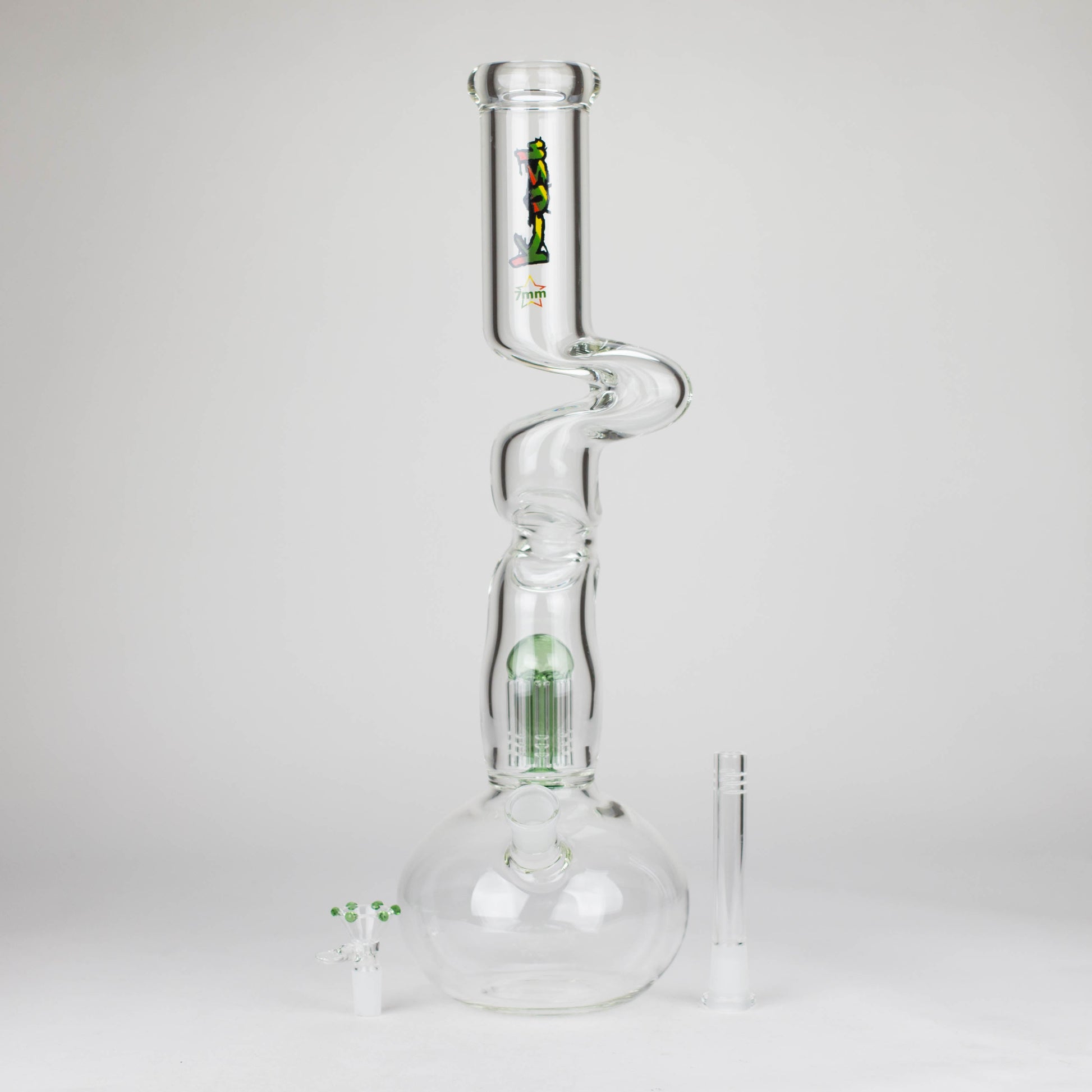 Kush | 17" Zig-Zag Rasta 420 glass bong_1