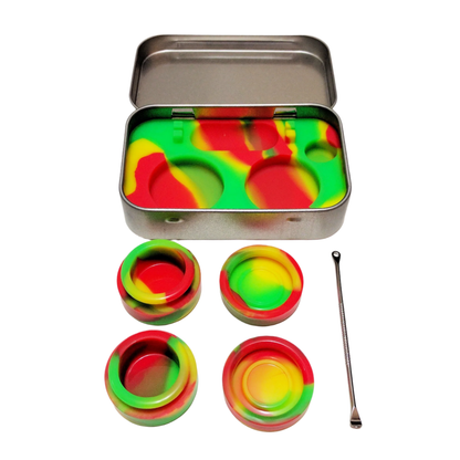 2*5ml Non-Stick Silicone Container Tin Box Set with 1 Steel Dab Tool_2