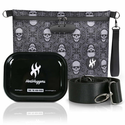 Herbhuggers | Smell Proof Bag with Combination Lock + Metal Rolling Tray_0