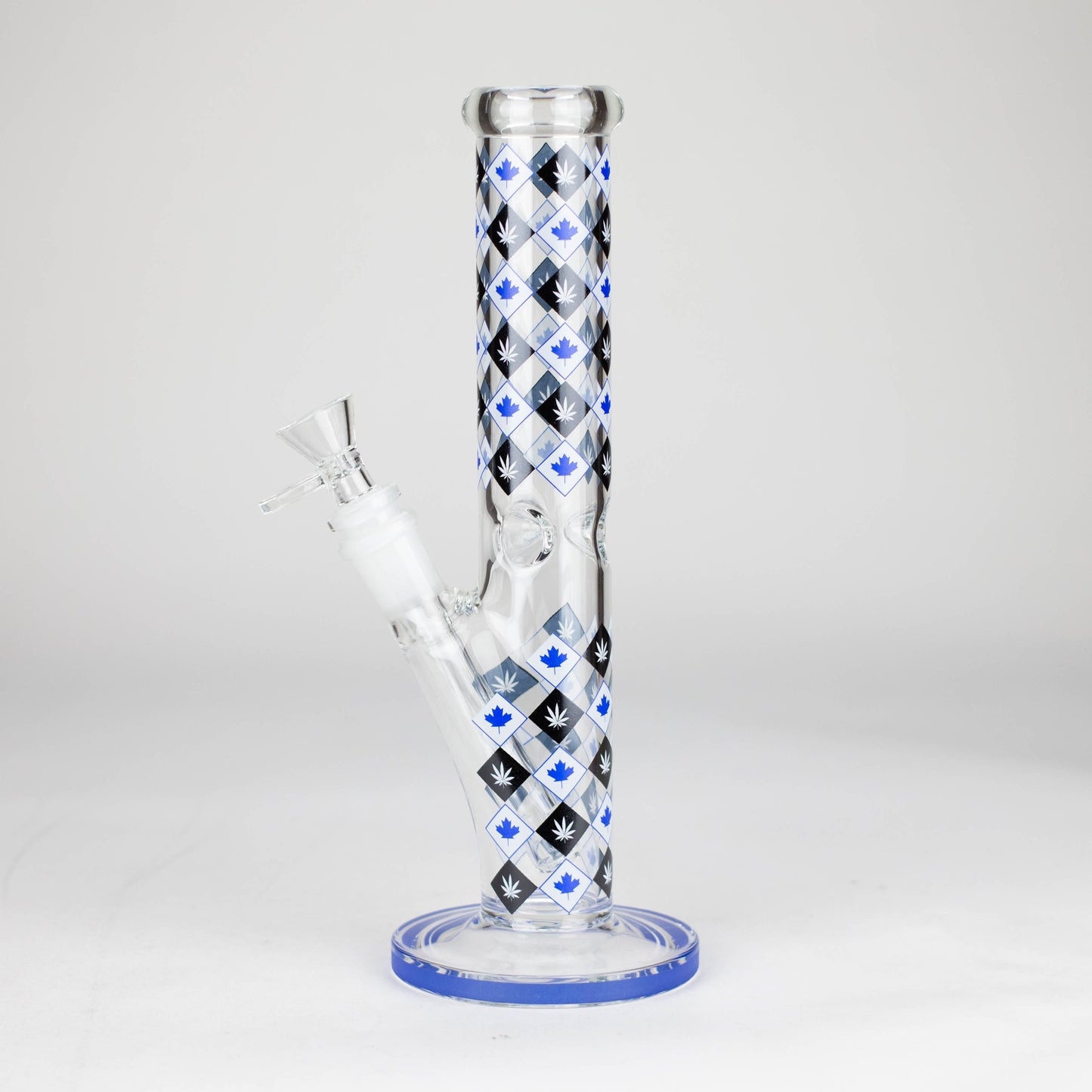 10" Color accented Staight Tube Glass Bong With Maple Leaf Design_9