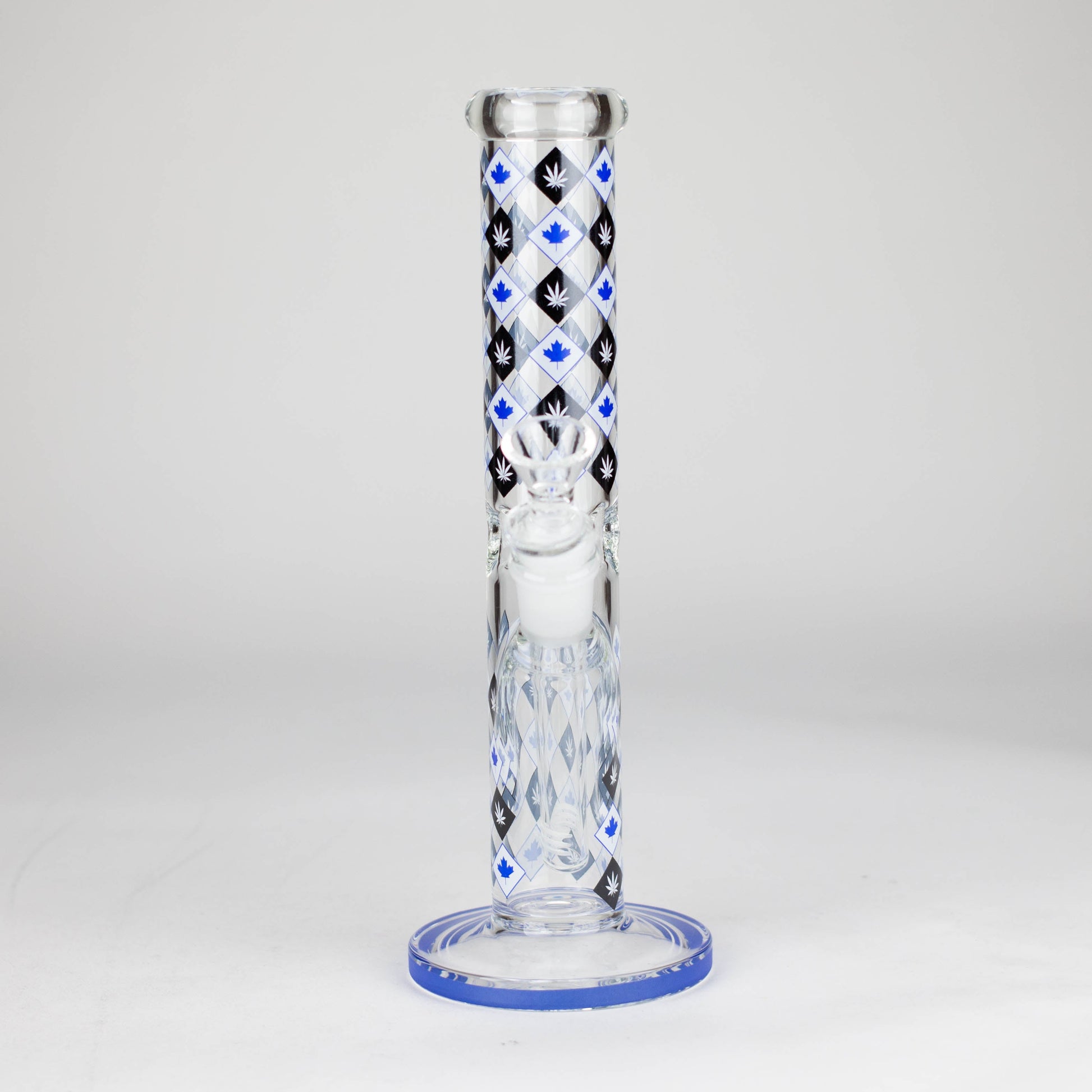 10" Color accented Staight Tube Glass Bong With Maple Leaf Design_10