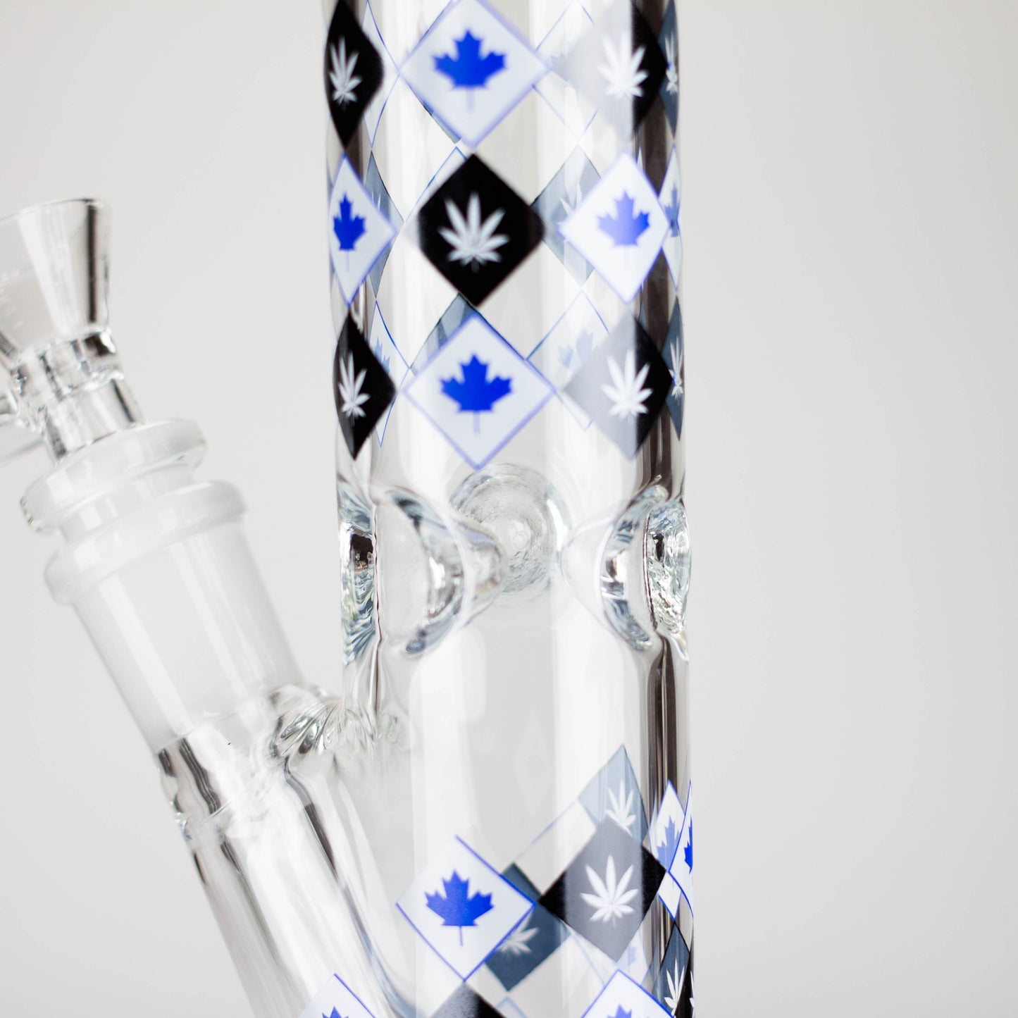 10" Color accented Staight Tube Glass Bong With Maple Leaf Design_11