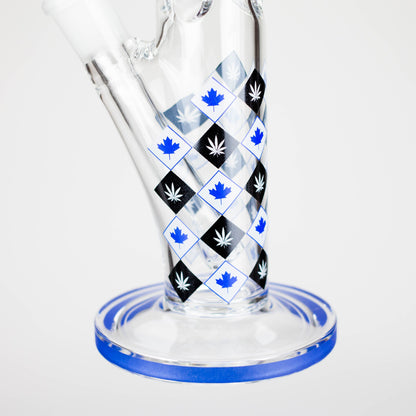 10" Color accented Staight Tube Glass Bong With Maple Leaf Design_2