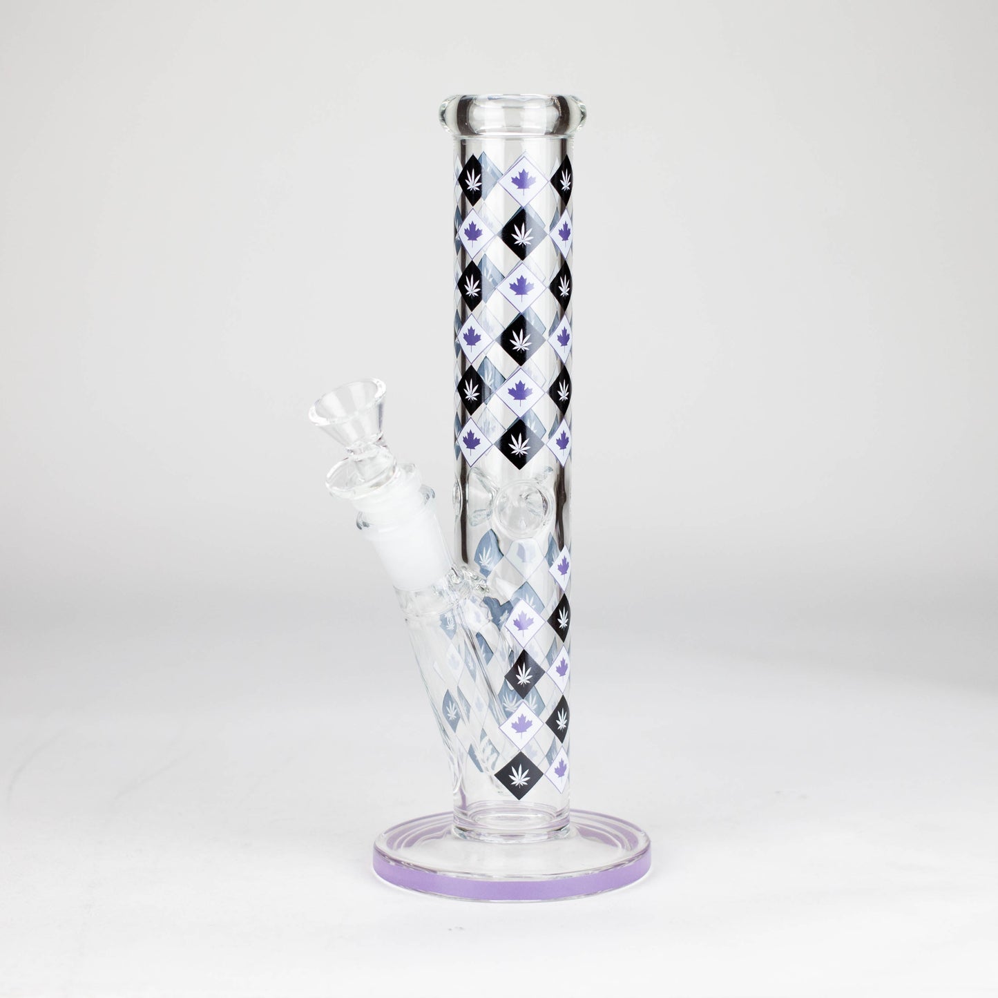 10" Color accented Staight Tube Glass Bong With Maple Leaf Design_6