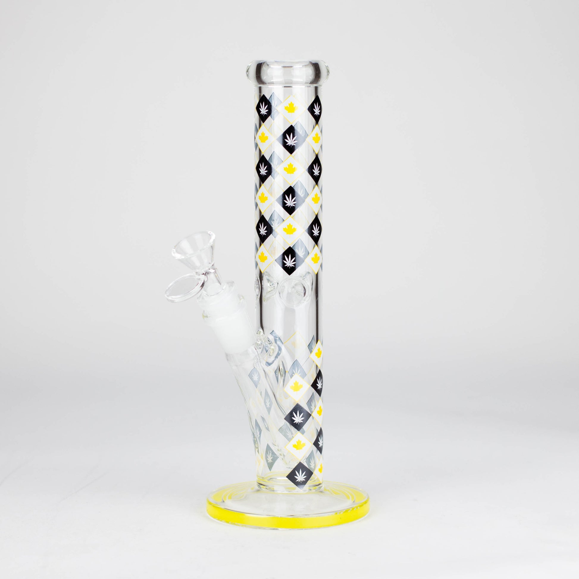 10" Color accented Staight Tube Glass Bong With Maple Leaf Design_8