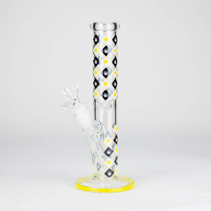 10" Color accented Staight Tube Glass Bong With Maple Leaf Design_8