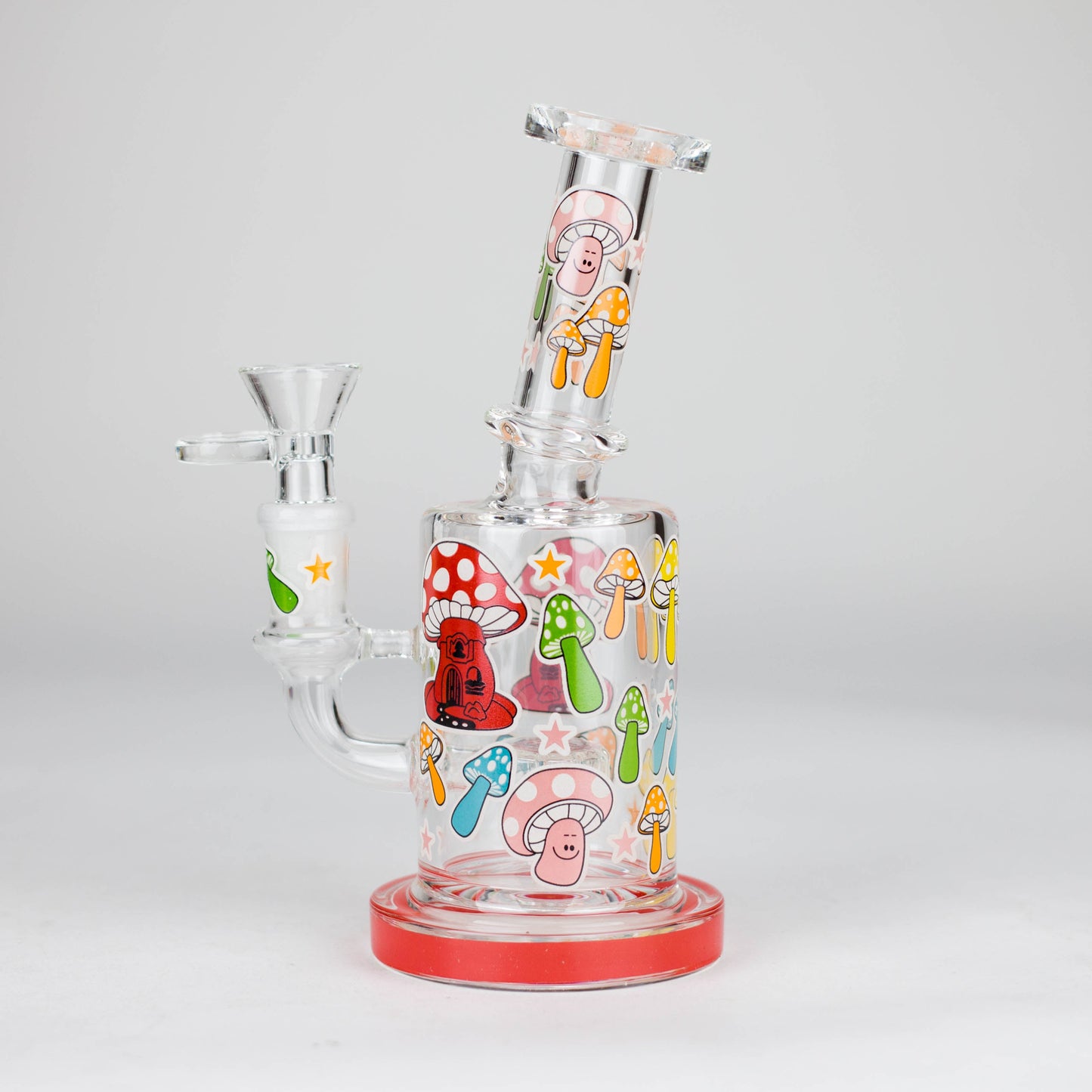 7" Color accented  Glass Bong With Perc- Mushroom Design_1