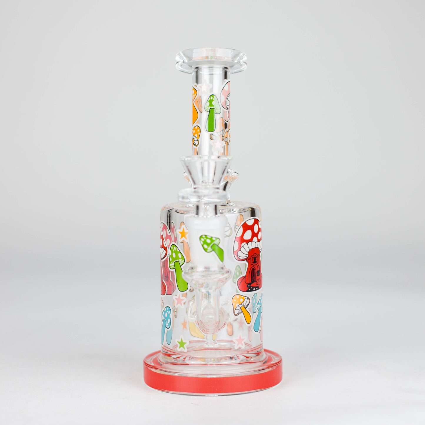 7" Color accented  Glass Bong With Perc- Mushroom Design_2