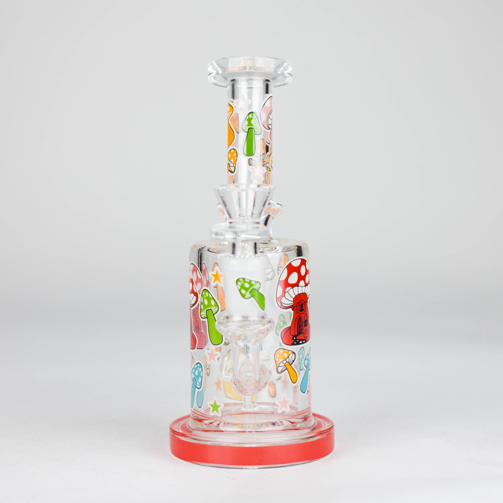 7" Color accented  Glass Bong With Perc- Mushroom Design_2