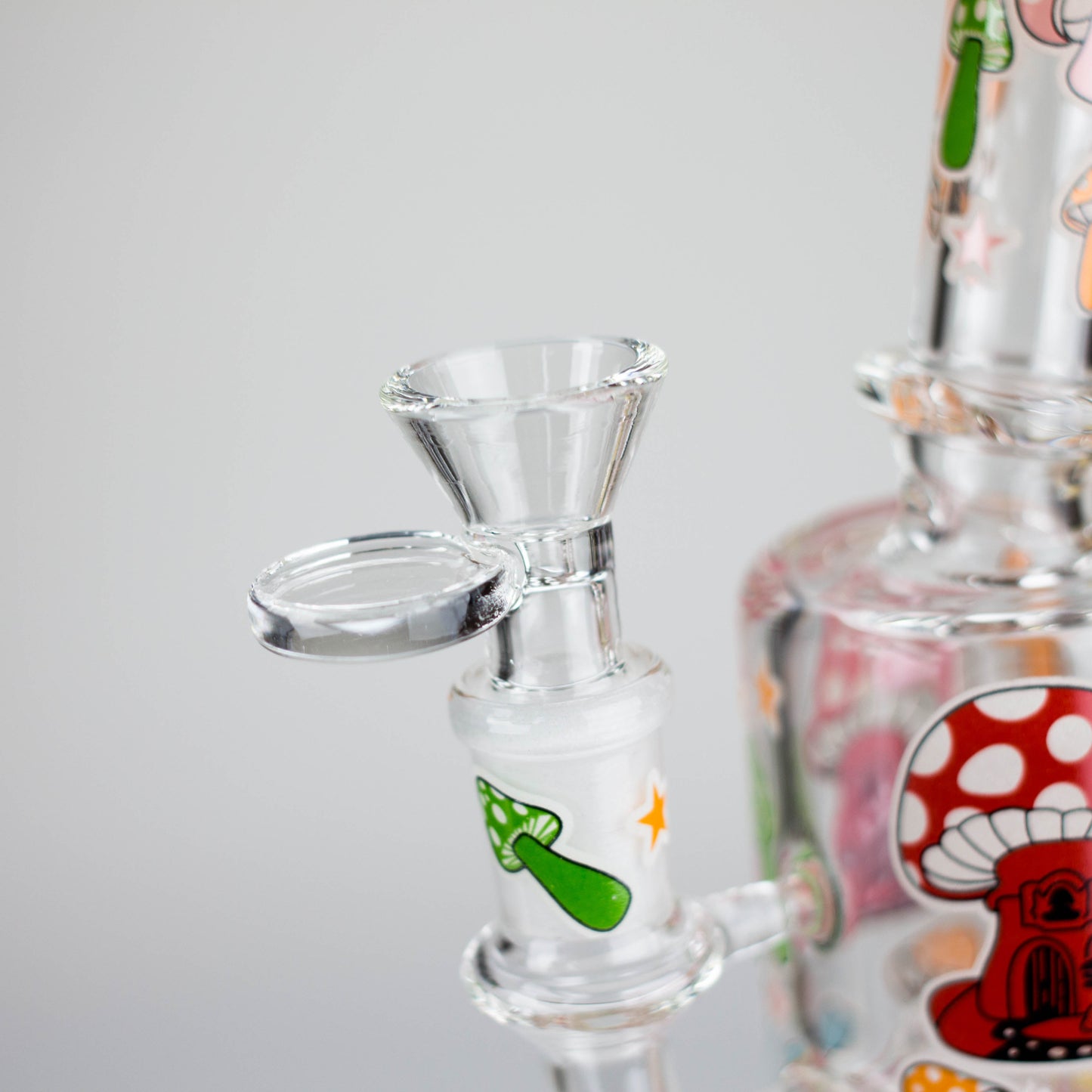 7" Color accented  Glass Bong With Perc- Mushroom Design_3