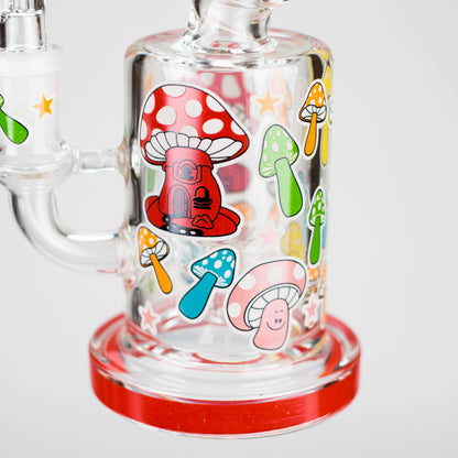 7" Color accented  Glass Bong With Perc- Mushroom Design_4