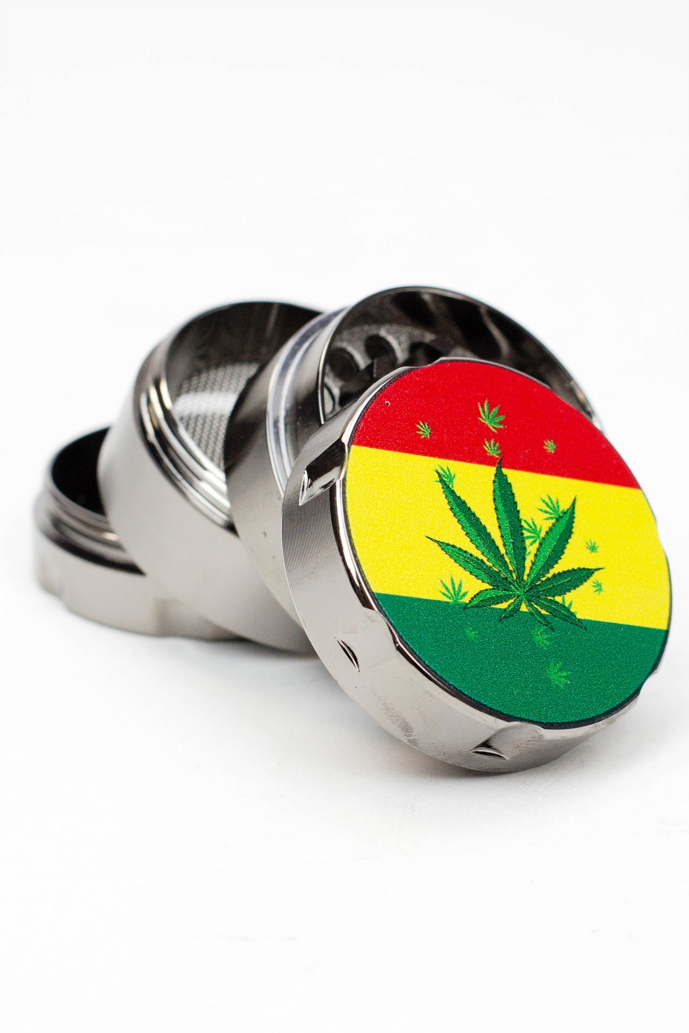 Infyniti 4 parts small Rasta leaf herb grinder_1