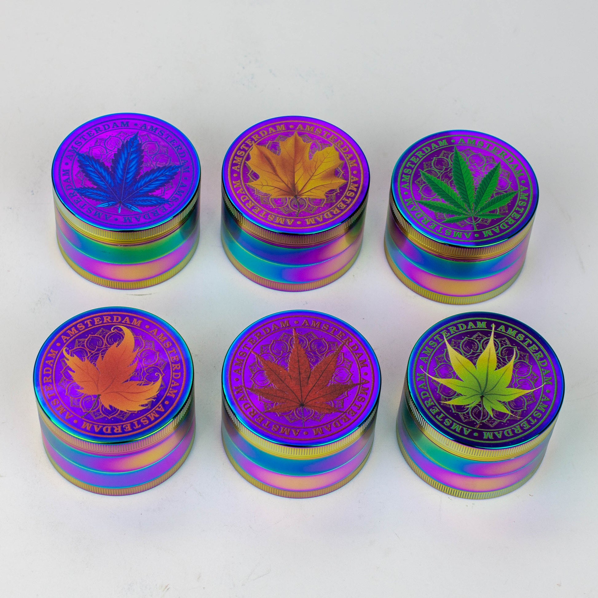 GENIE 4 parts 63 mm Leaf rainbow metal grinder Box of 6_7