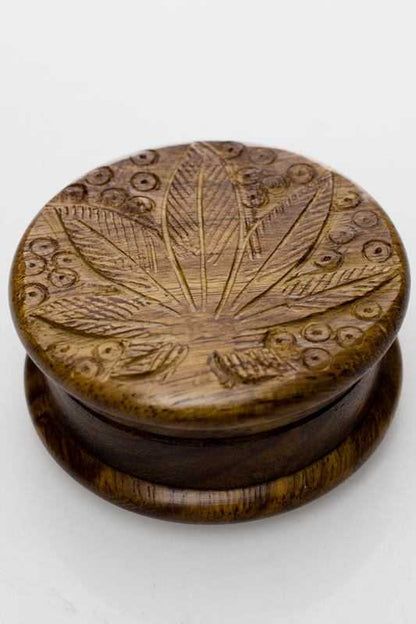 Leaf carved  2 parts wooden grinder_2