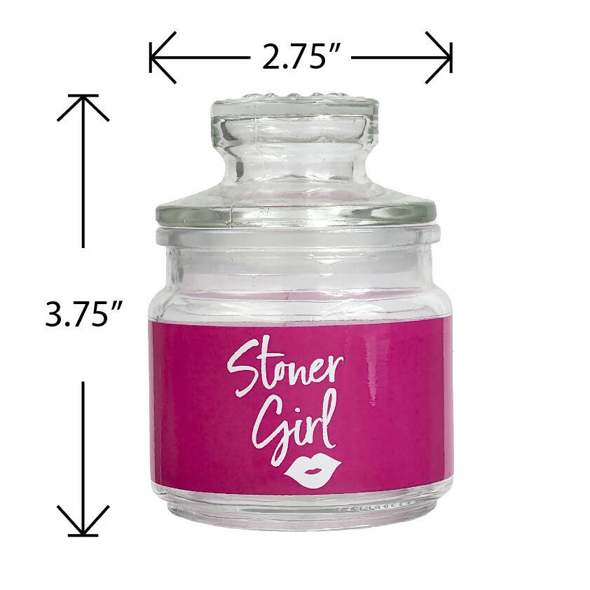 ASHTRAY AND STASH JAR SET - PINK STONER GIRL DESIGN_1