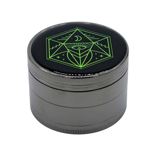 6.3 cm (2.5 inch) Spice Grinder, 4 Part, Vintage, Ancient Symbol Design, Magnetic Lid, Durable Zinc Alloy, Pollen Catcher - Leaf-Way Brand Accessories_0