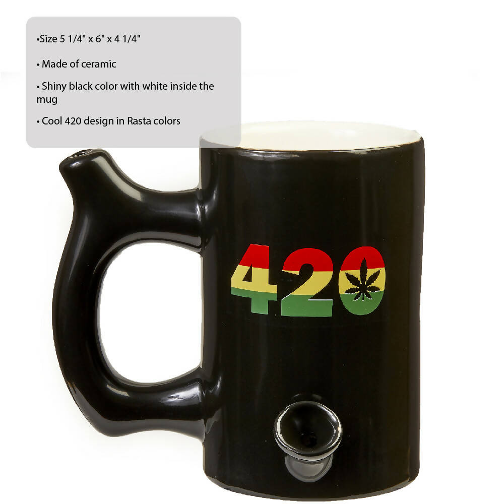 420 Mug - Black Mug with Rasta Colors_2