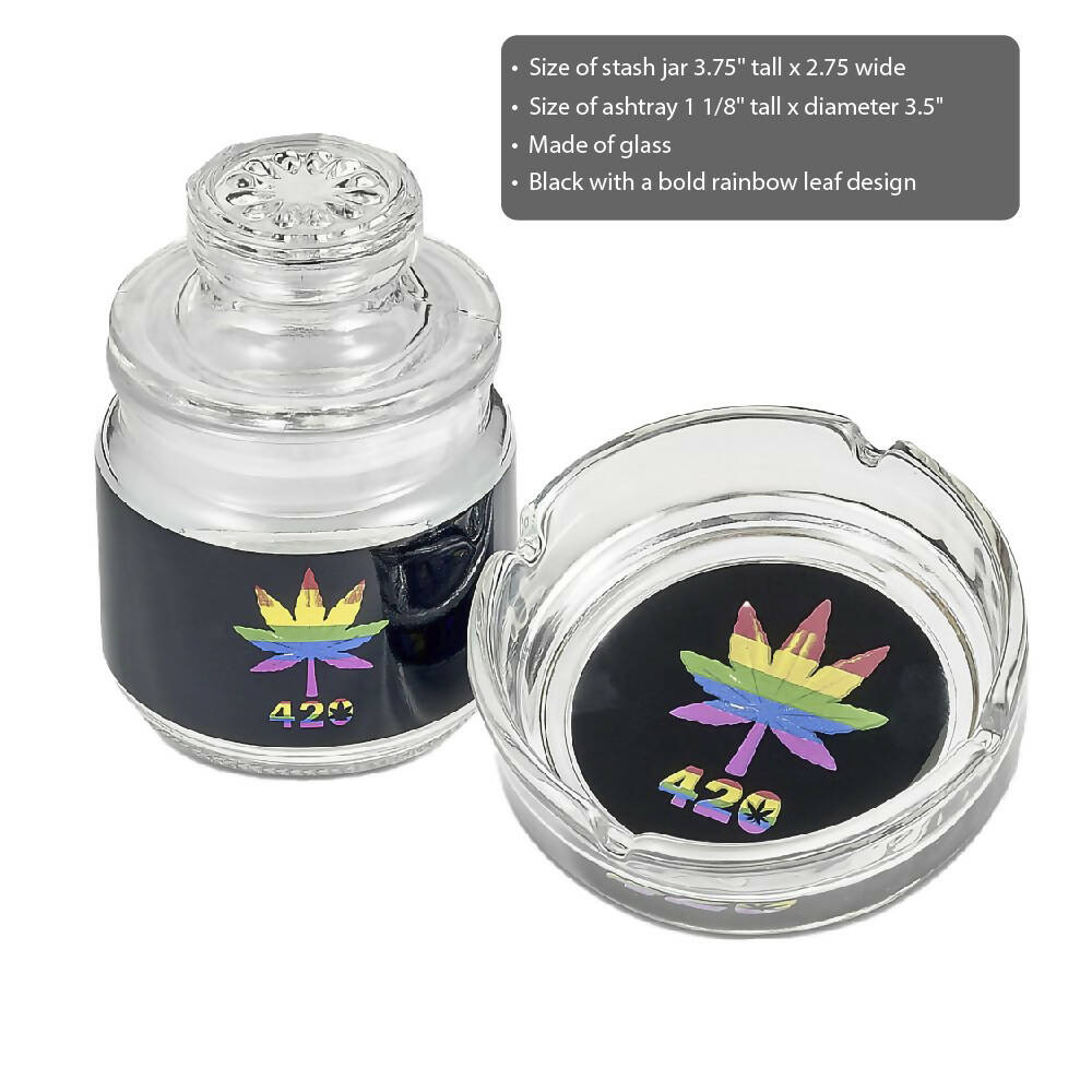 ASHTRAY AND STASH JAR SET - RAINBOW LEAF DESIGN_3